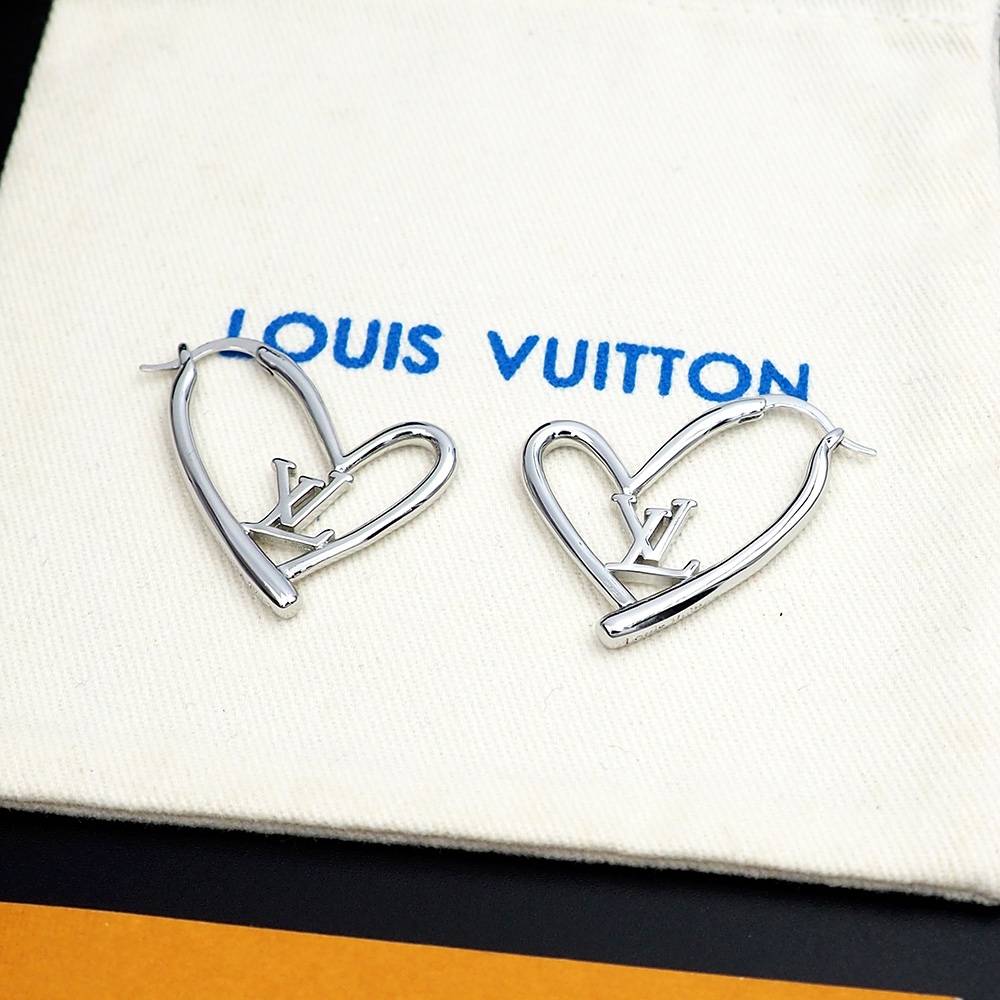 LOUIS VUITTON ルイヴィトン レディース ピアス LVイニシャル メタル シルバーカラー ブランドアクセサリー ロゴピアス - 画像 1