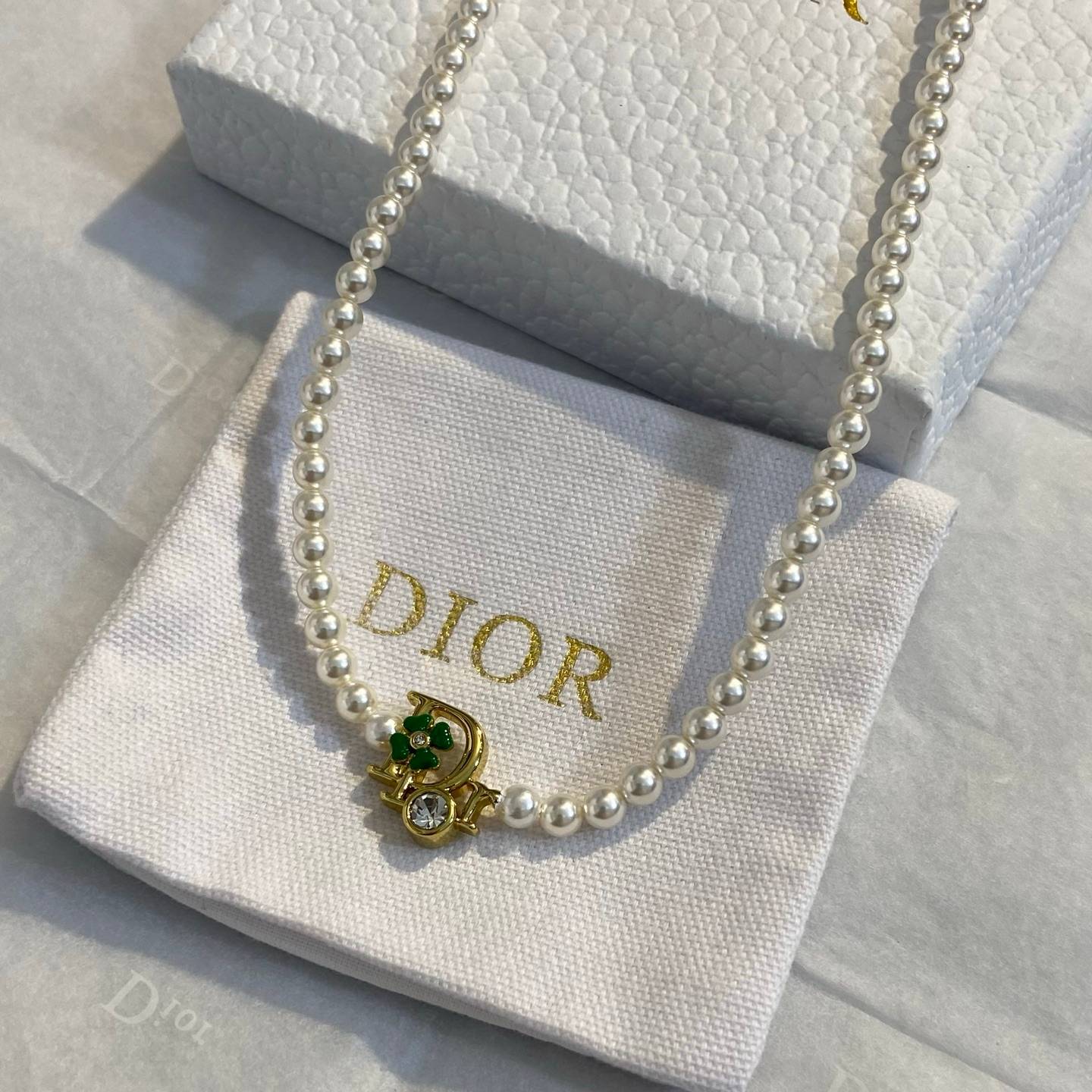Dior ディオール レディース ネックレス CDロゴ レジンパール クリスタル ブランドアクセサリー 上品 デイリーユース - 画像 6