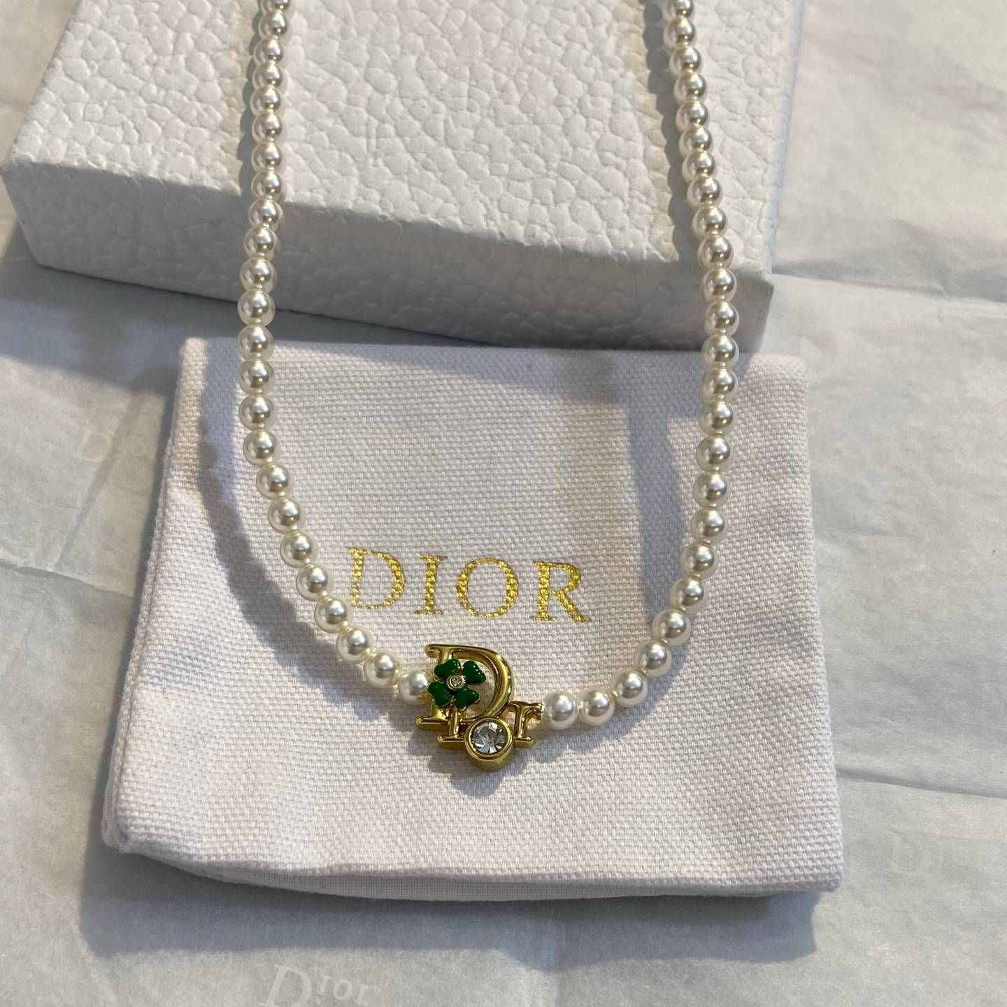 Dior ディオール レディース ネックレス CDロゴ レジンパール クリスタル ブランドアクセサリー 上品 デイリーユース - 画像 7