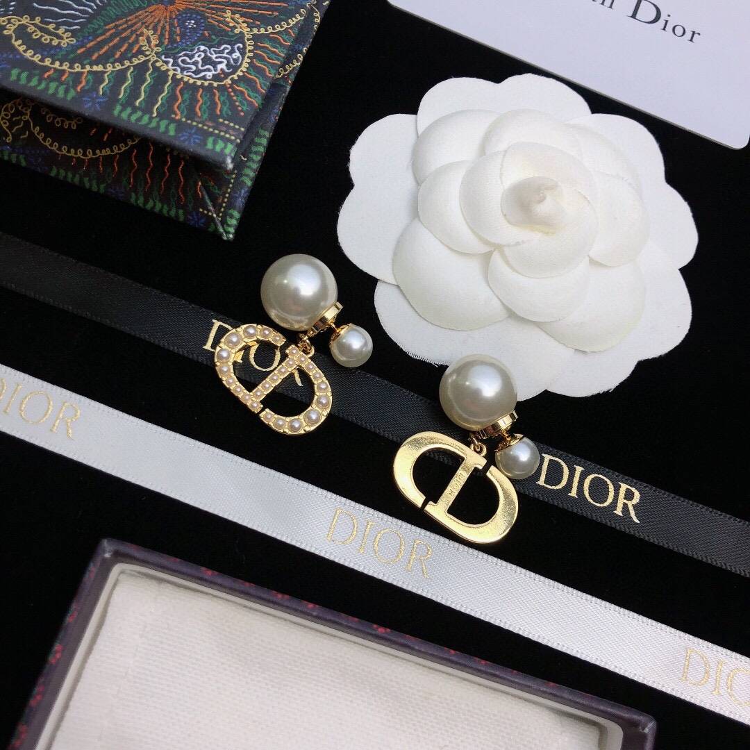 Dior ディオール レディース ピアス CDロゴ レジンパール クリスタル ブランドアクセサリー 上品 華やか デイリーユース ギフト - 画像 8
