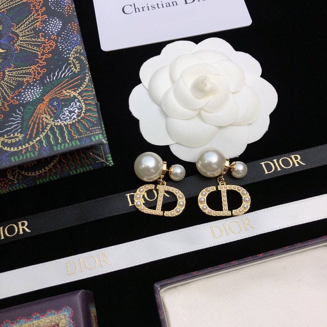 Dior ディオール レディース ピアス CDロゴ レジンパール クリスタル ブランドアクセサリー 上品 華やか デイリーユース ギフト - 画像 9