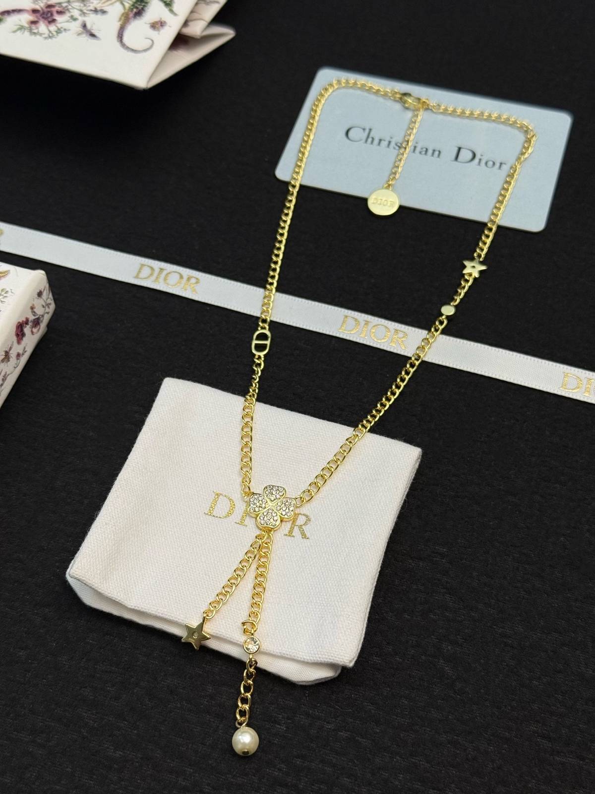 Dior ディオール レディース ネックレス CDロゴ レジンパール チェーンモチーフ ブランドアクセサリー 上品 普段使い - 画像 6