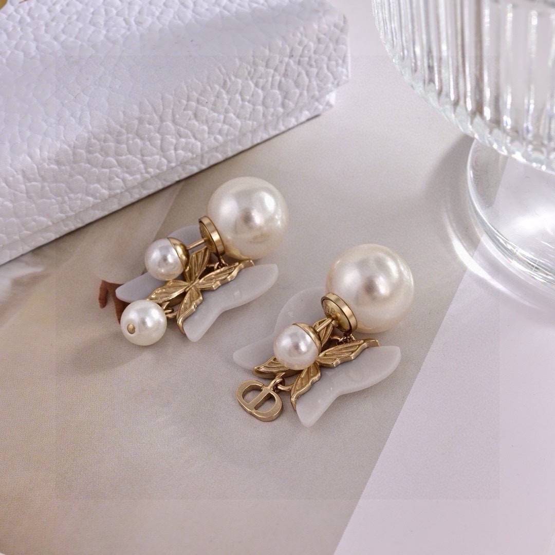 Dior ディオール レディース ピアス CDイニシャル レジンパール チェーンモチーフ ブランドアクセサリー 上品 プレゼント - 画像 4