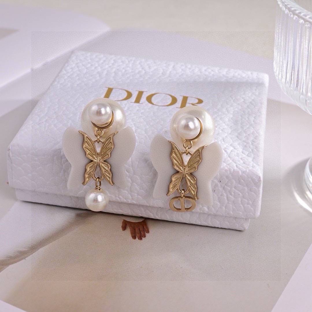 Dior ディオール レディース ピアス CDイニシャル レジンパール チェーンモチーフ ブランドアクセサリー 上品 プレゼント - 画像 5