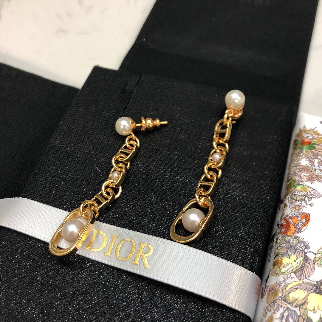 Dior ディオール レディース ピアス CDロゴ レジンパール ゴールドフィニッシュ ブランドアクセサリー 上品 华やか プレゼント - 画像 2