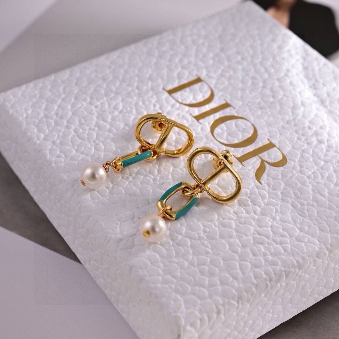 Dior ディオール レディース ピアス CDロゴ レジンパール クリスタル アシンメトリー ブランドアクセサリー 上品 普段使い - 画像 3
