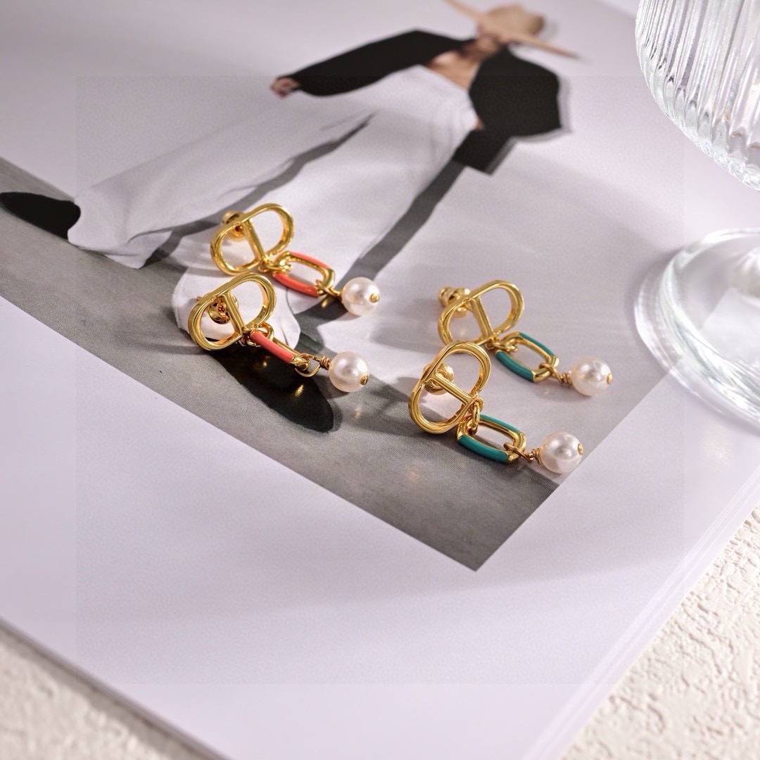 Dior ディオール レディース ピアス CDロゴ レジンパール クリスタル アシンメトリー ブランドアクセサリー 上品 普段使い - 画像 5