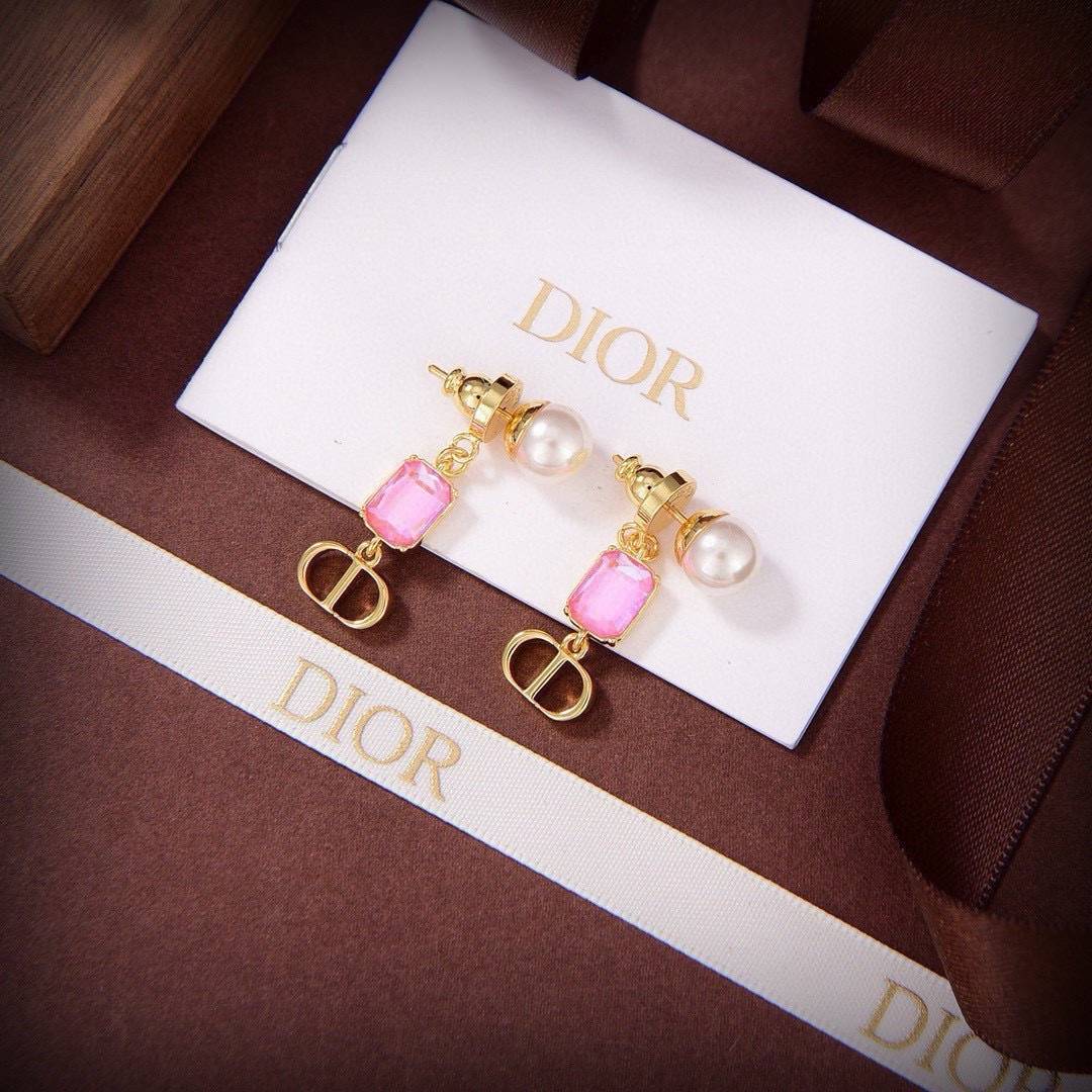 Dior ディオール レディース ピアス ペンダント ディオールロゴ ゴールドフィニッシュ レジンパール ブランドアクセサリー 上品 プレゼント - 画像 3
