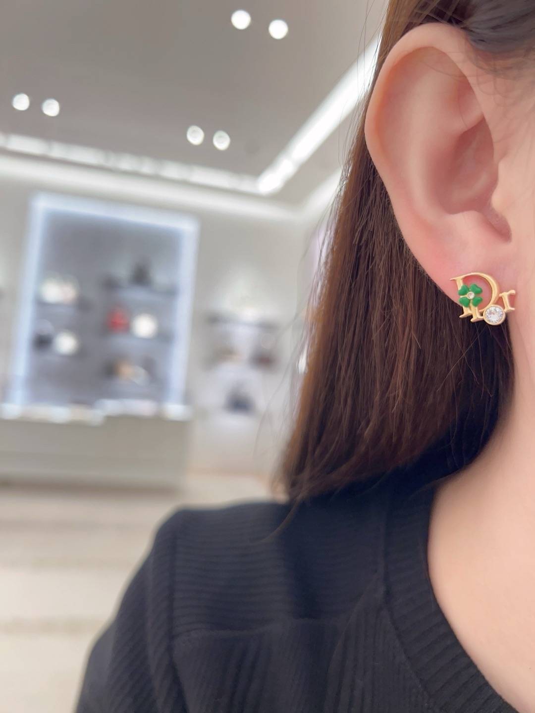 Dior ディオール レディース ピアス CDロゴ レジンパール クリスタル ブランドアクセサリー 上品 華やか プレゼント - 画像 3