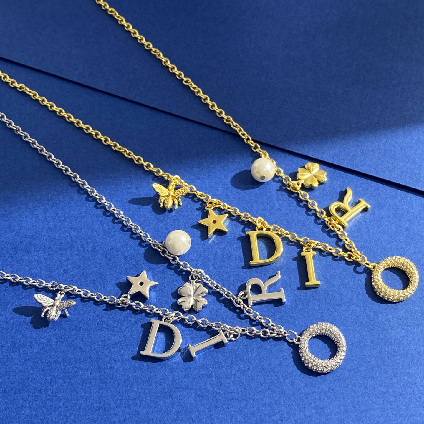 Dior ディオール レディース ネックレス CDロゴ レジンパール プチCD ブランドアクセサリー 上品 デイリーユース