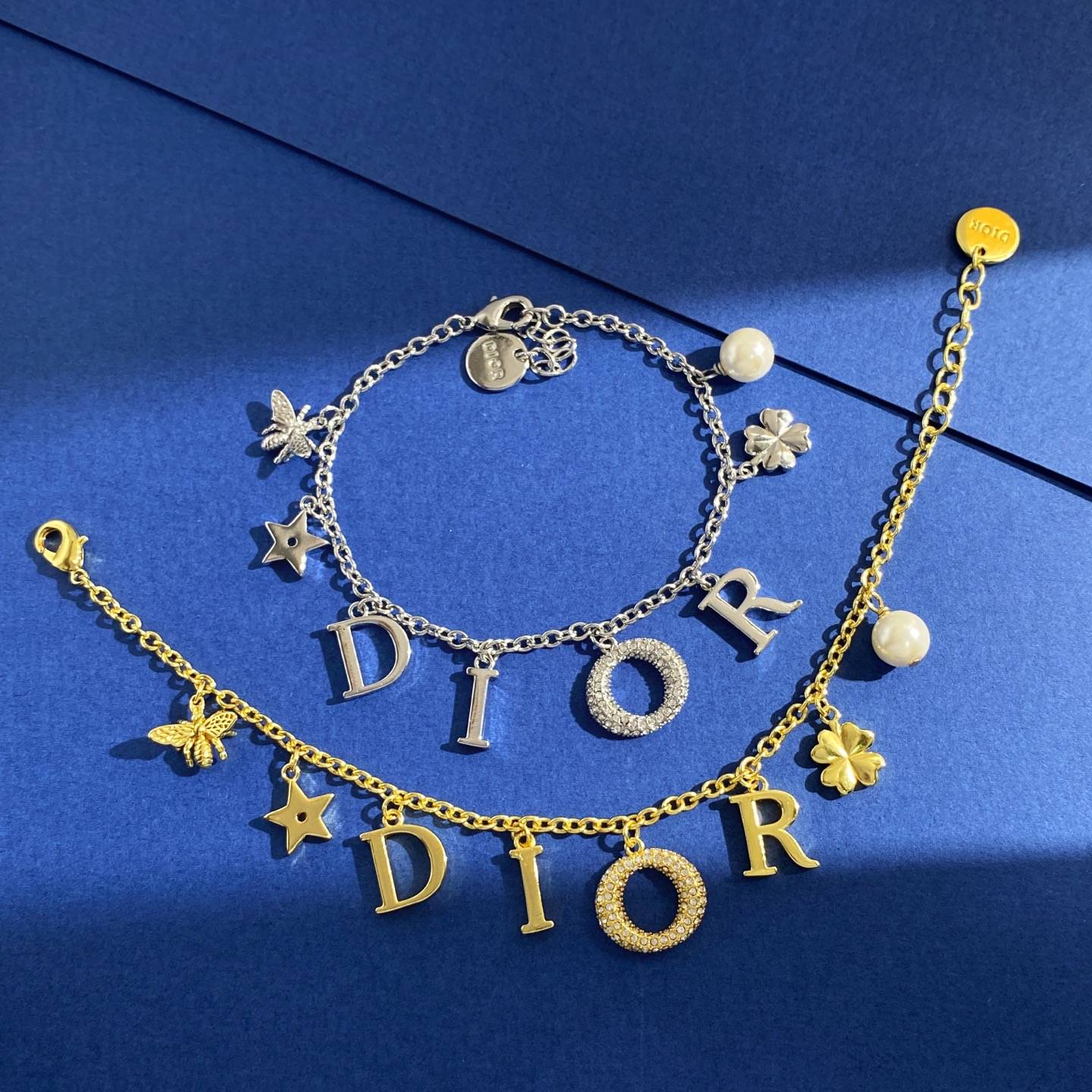Dior ディオール レディース ブレスレット ブランドアクセサリー CDロゴ レジンパール チェーンモチーフ 上品 普段使い ギフト