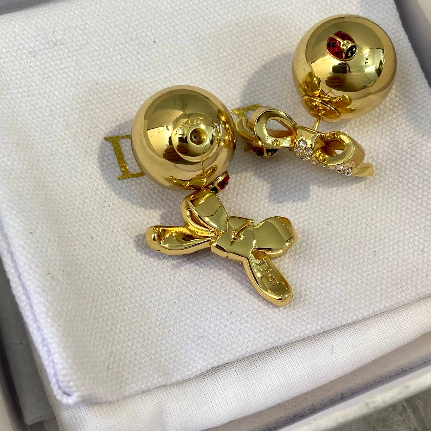 Dior ディオール レディース ピアス ダイアモンドカット メタル ブランドアクセサリー 上品 プチCD ロゴピアス ギフト - 画像 4