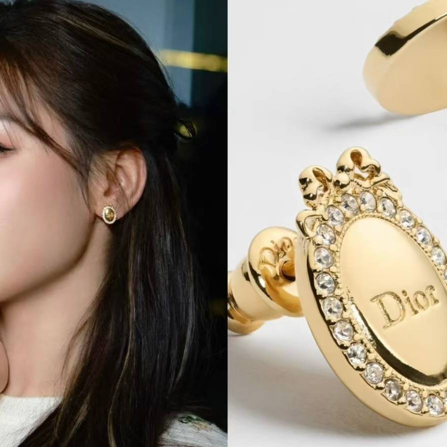 Dior ディオール レディース ピアス CDロゴ レジンパール クリスタル ブランドアクセサリー 上品 华やか プレゼント - 画像 2