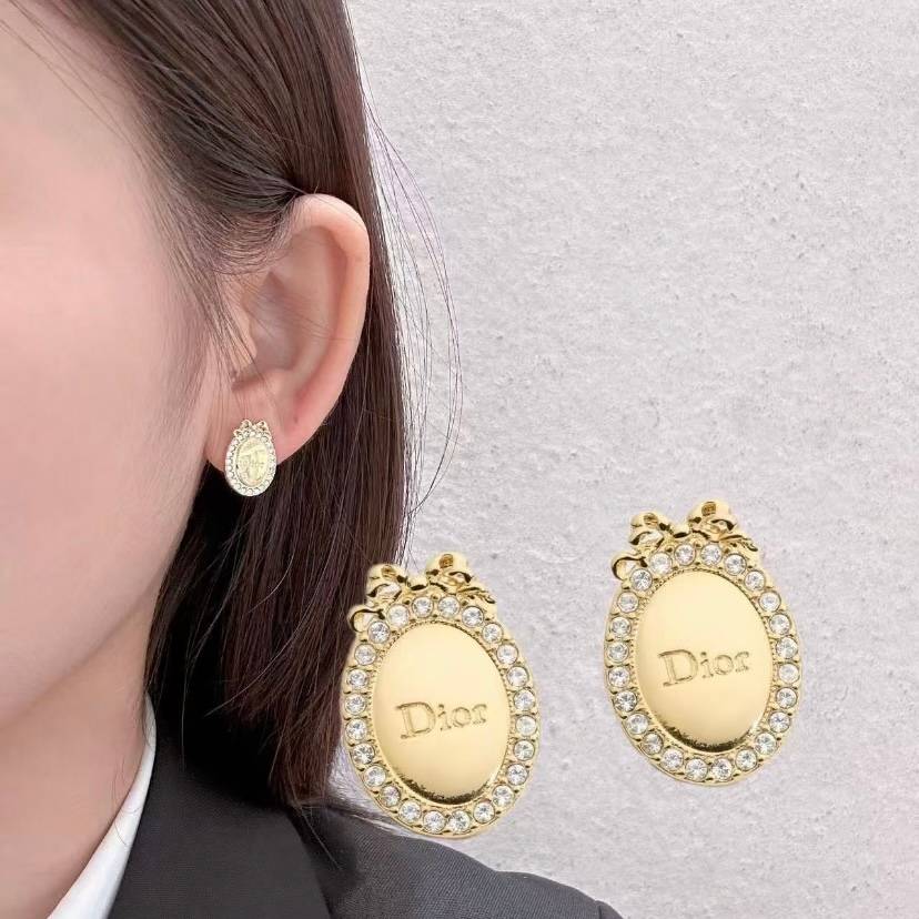 Dior ディオール レディース ピアス CDロゴ レジンパール クリスタル ブランドアクセサリー 上品 华やか プレゼント - 画像 3