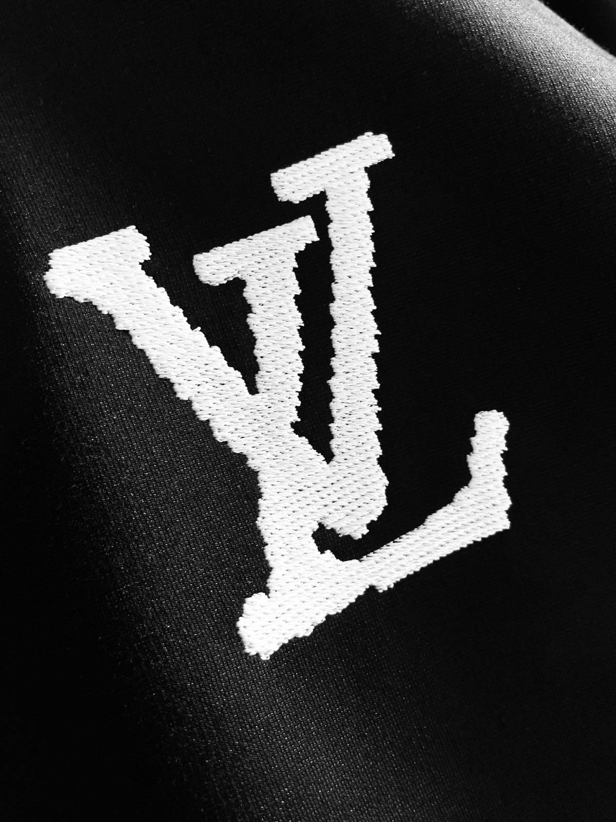 LV メンズ セットアップ ジップアップパーカー ロゴワッペン サイドライン スポーツウェア 秋冬 ブラック - 画像 6