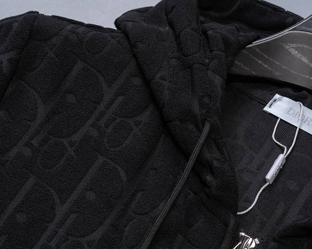 DIOR ディオール メンズ セットアップ ジップパーカー ロゴワッペン ロゴ刺繍 ブラック - 画像 3