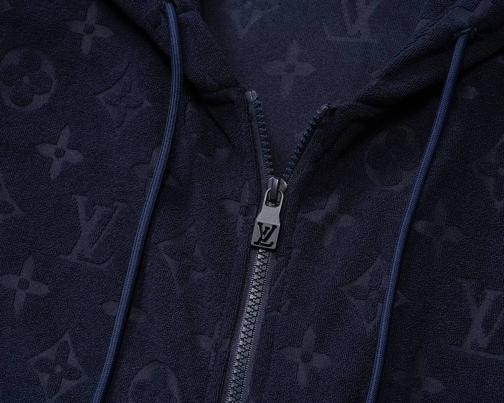 LV メンズ セットアップ ジップパーカー ロゴ刺繍 スウェットセットアップ ストリート 秋冬 ブラック - 画像 3