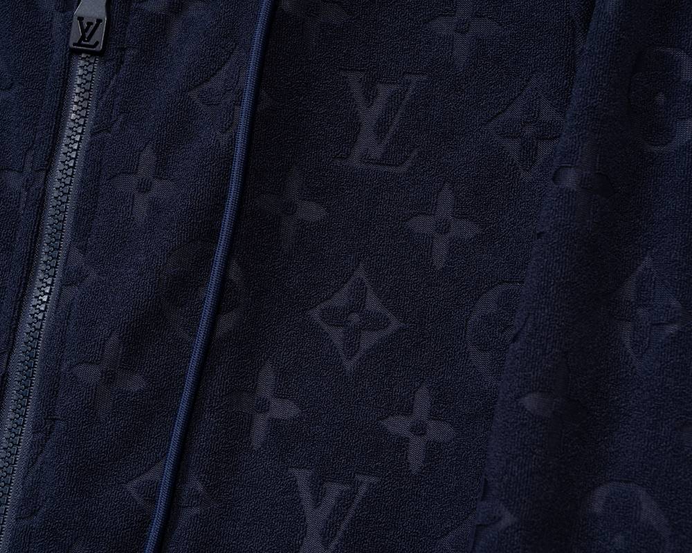 LV メンズ セットアップ ジップパーカー ロゴ刺繍 スウェットセットアップ ストリート 秋冬 ブラック - 画像 5
