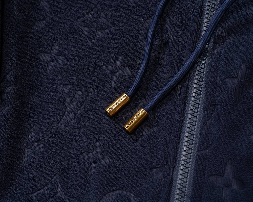 LV メンズ セットアップ ジップパーカー ロゴ刺繍 スウェットセットアップ ストリート 秋冬 ブラック - 画像 6