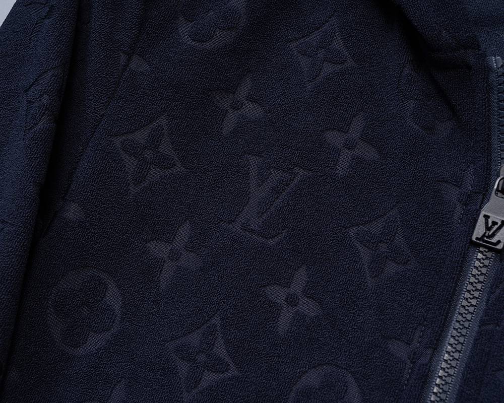 LV メンズ セットアップ ジップパーカー ロゴ刺繍 スウェットセットアップ ストリート 秋冬 ブラック - 画像 7