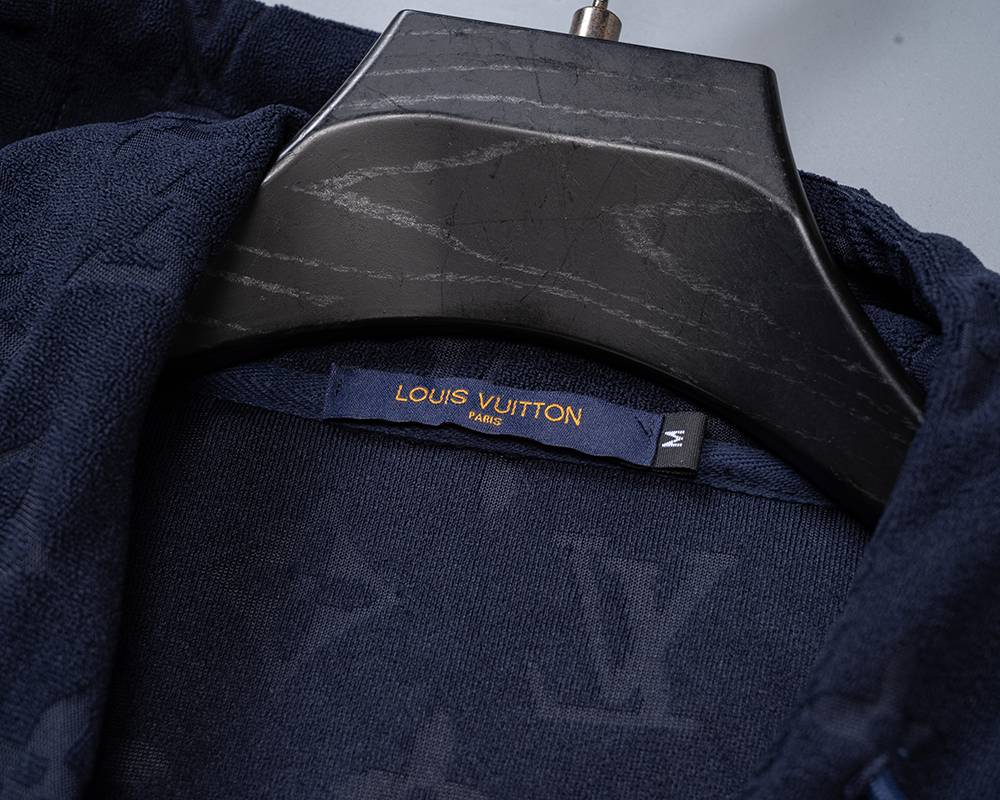 LV メンズ セットアップ ジップパーカー ロゴ刺繍 スウェットセットアップ ストリート 秋冬 ブラック - 画像 9