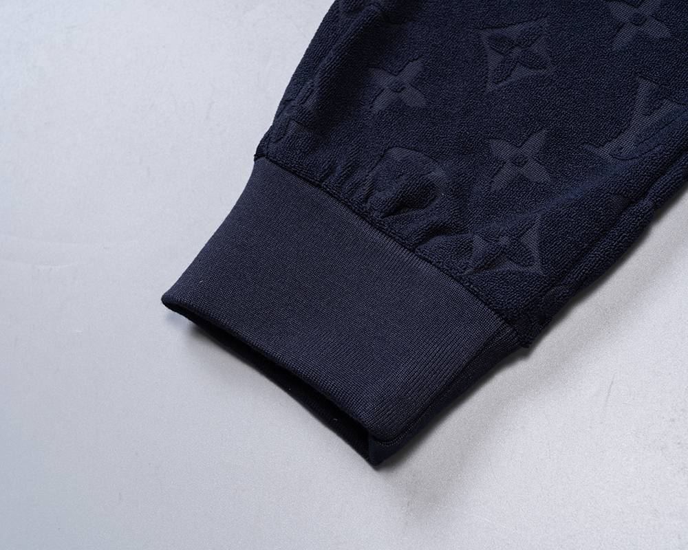 LV メンズ セットアップ ジップパーカー ロゴ刺繍 スウェットセットアップ ストリート 秋冬 ブラック - 画像 16