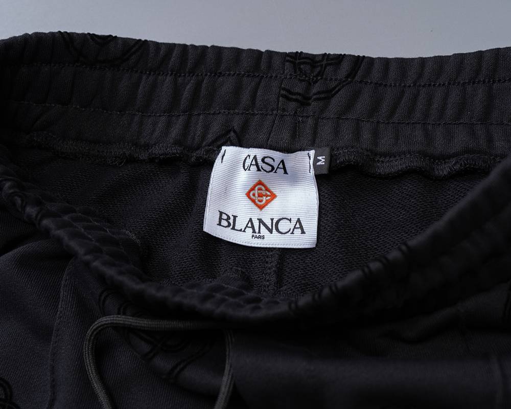 CASA BLANCA メンズ セットアップ ジップパーカー ロゴ刺繍 ロゴテープ トラックパンツ スポーツウェア 秋冬 ブラック - 画像 2