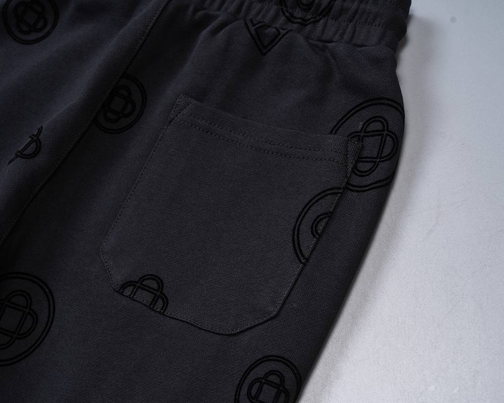 CASA BLANCA メンズ セットアップ ジップパーカー ロゴ刺繍 ロゴテープ トラックパンツ スポーツウェア 秋冬 ブラック - 画像 4