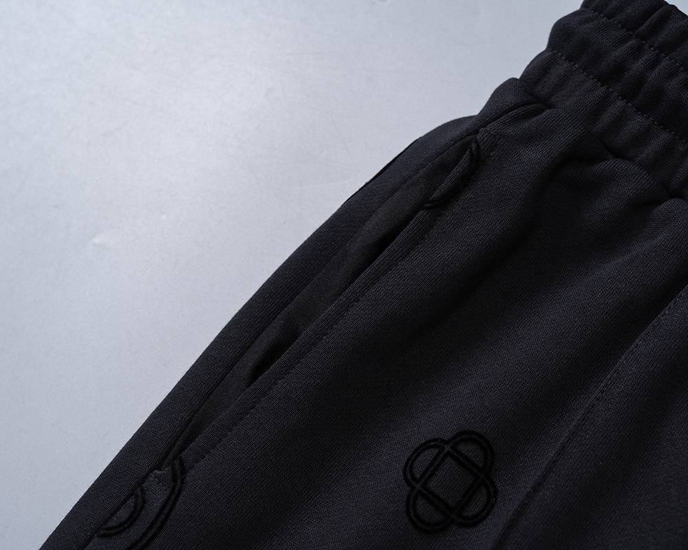 CASA BLANCA メンズ セットアップ ジップパーカー ロゴ刺繍 ロゴテープ トラックパンツ スポーツウェア 秋冬 ブラック - 画像 8