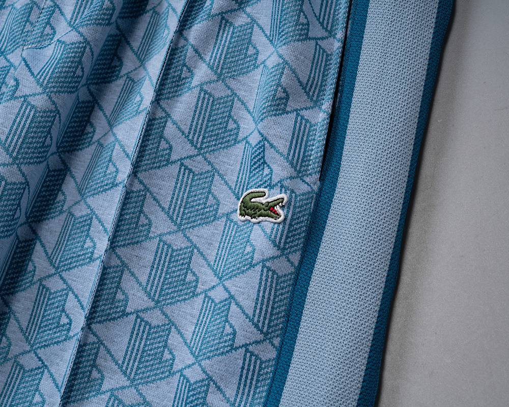 LACOSTE ラコステ セットアップ メンズ ジップパーカー ロゴワッペン ロゴテープ サイドライン スウェットセットアップ ブルーグレー - 画像 11