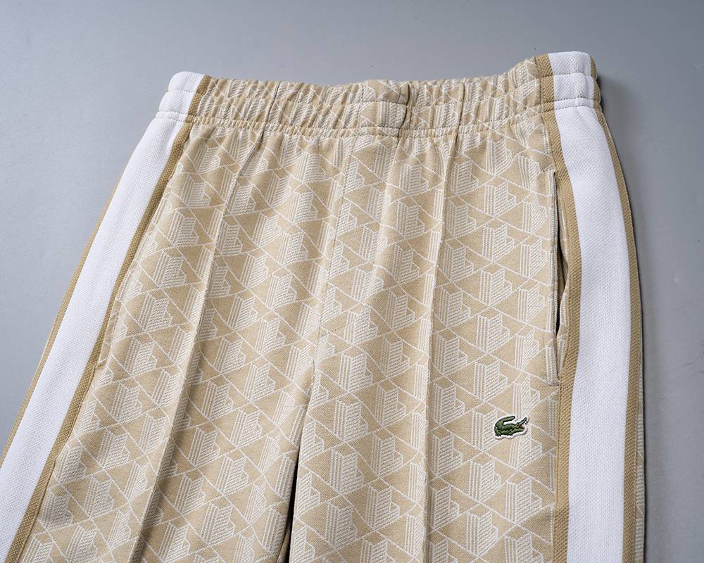 LACOSTE ラコステ セットアップ メンズ ジップアップパーカー ロゴワッペン サイドライン スウェットセットアップ 秋冬 ベージュ - 画像 9