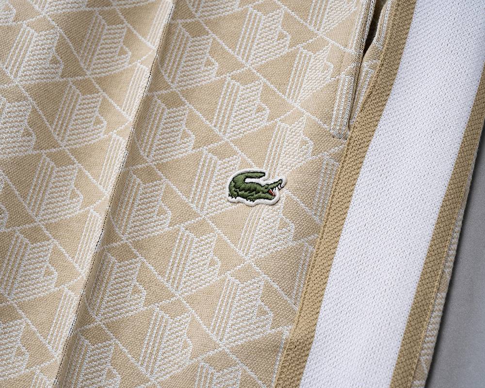 LACOSTE ラコステ セットアップ メンズ ジップアップパーカー ロゴワッペン サイドライン スウェットセットアップ 秋冬 ベージュ - 画像 13