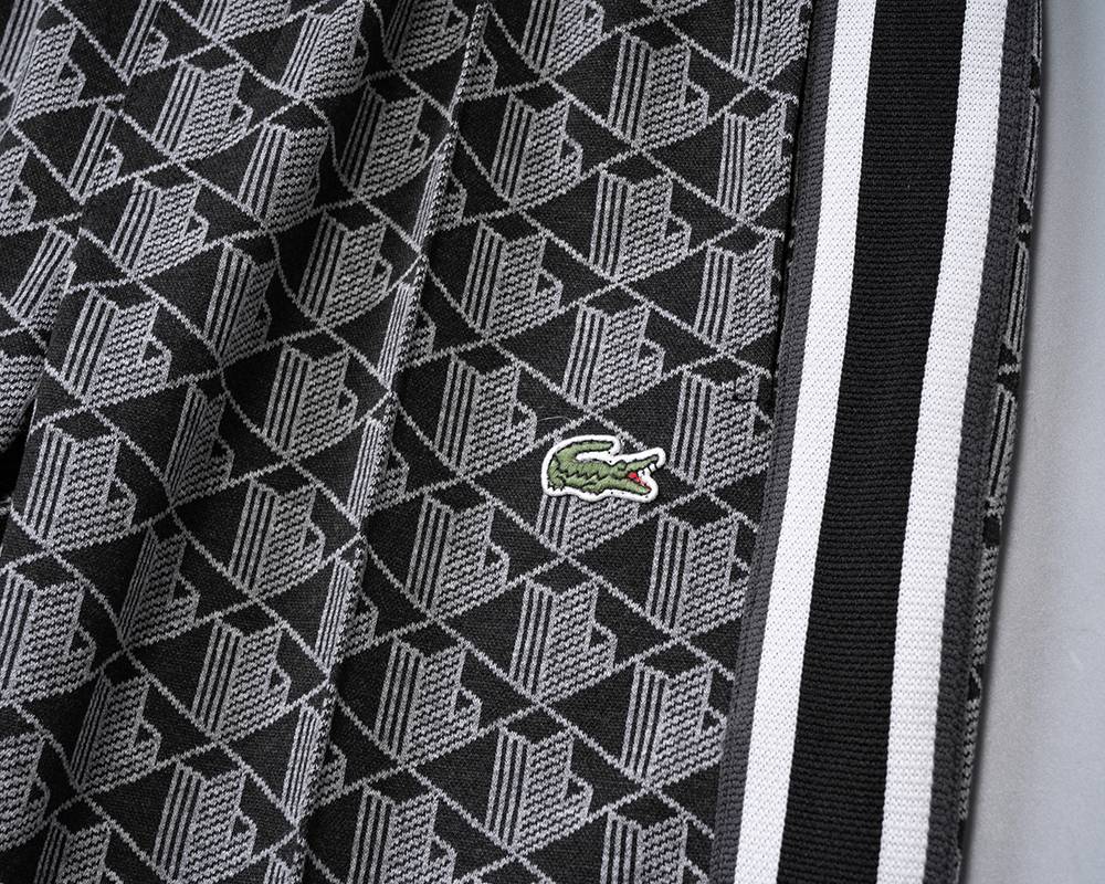 LACOSTE ラコステ セットアップ メンズ ジップアップパーカー グレカ柄 ロゴテープ シティスタイル ブラック ホワイト - 画像 10
