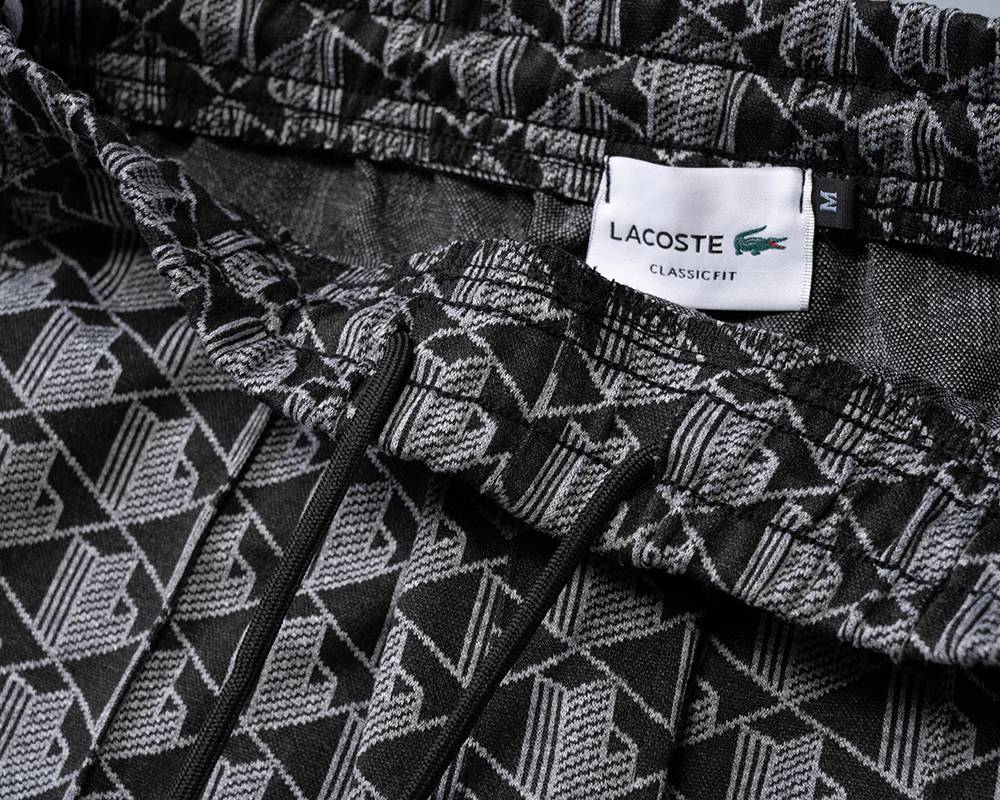 LACOSTE ラコステ セットアップ メンズ ジップアップパーカー グレカ柄 ロゴテープ シティスタイル ブラック ホワイト - 画像 14