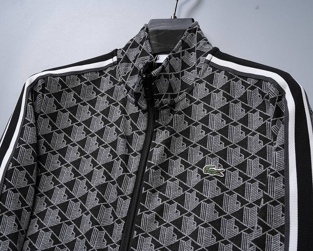 LACOSTE ラコステ セットアップ メンズ ジップアップパーカー グレカ柄 ロゴテープ シティスタイル ブラック ホワイト - 画像 20