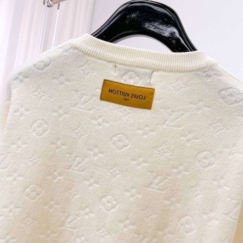 LV ルイヴィトン メンズ ニット クルーネック ロゴ刺繍 精密編み オーバーサイズ 秋冬 ブラック オフホワイト オレンジ - 画像 9