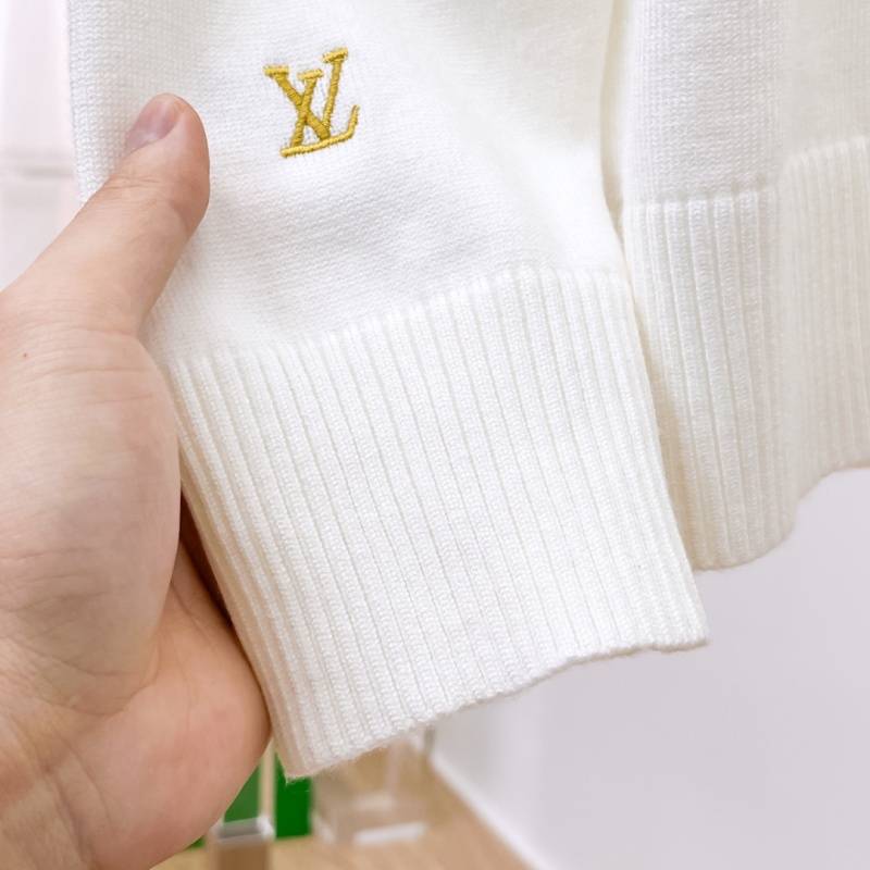 Louis Vuitton ルイヴィトン メンズ ニット クルーネック ロゴ刺繍 リブニット オーバーサイズ ブラック ホワイト - 画像 8