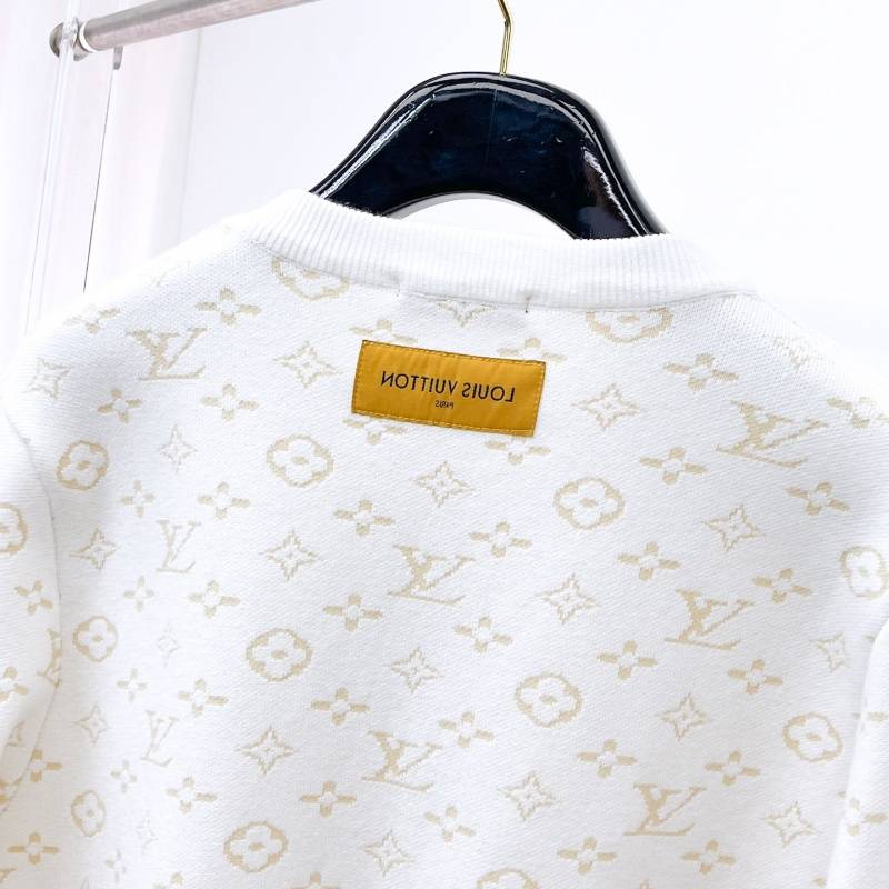 LV ルイヴィトン メンズ ニット クルーネック ロゴ刺繍 綿混 無地 オーバーサイズ 秋冬 ブラック ベージュ - 画像 5
