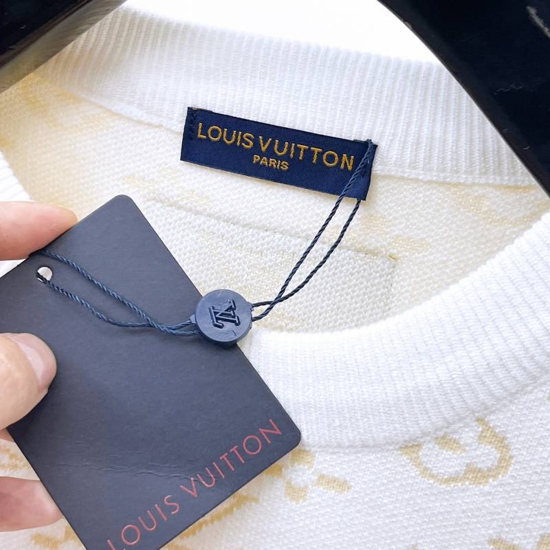 LV ルイヴィトン メンズ ニット クルーネック ロゴ刺繍 綿混 無地 オーバーサイズ 秋冬 ブラック ベージュ - 画像 7