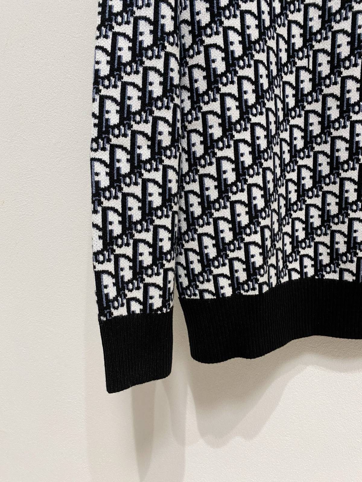 ディオール レディース ニット クルーネック ケーブルニット ロゴ刺繍 上品 秋冬 ブラック - 画像 4