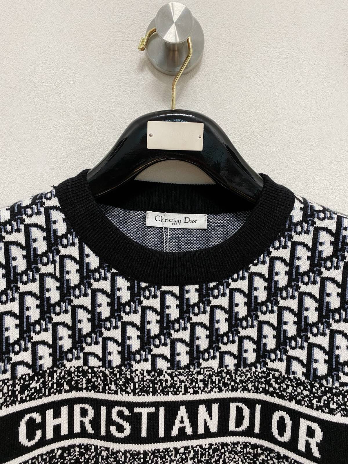 ディオール レディース ニット クルーネック ケーブルニット ロゴ刺繍 上品 秋冬 ブラック - 画像 8