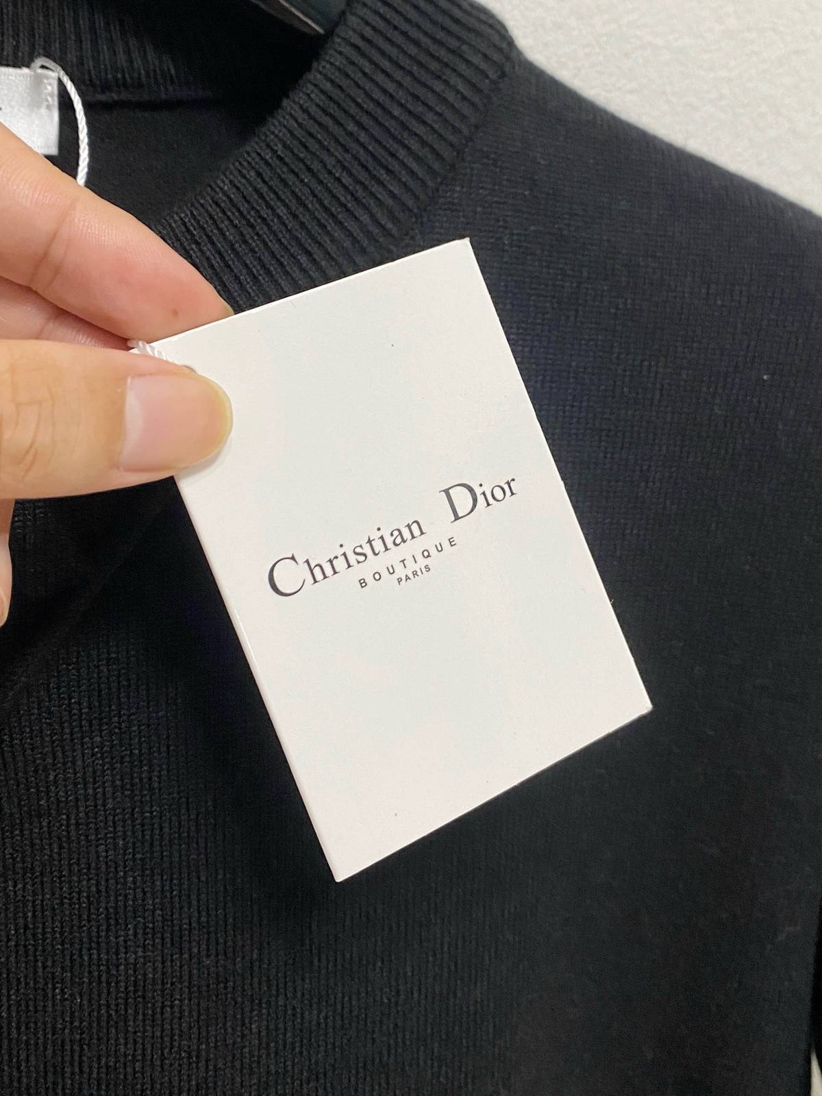 Dior ディオール メンズ ニット クルーネック ローゲージ ワッフル編み オーバーサイズ 秋冬 ブラック - 画像 5