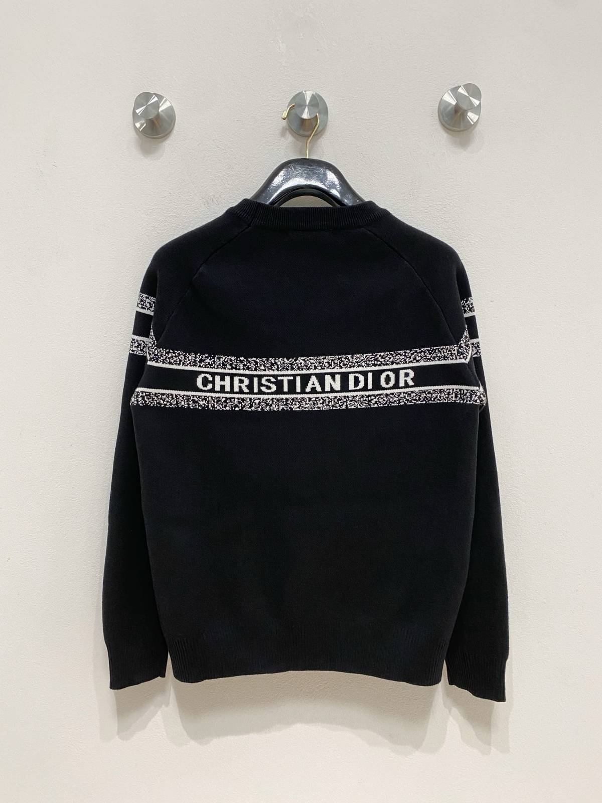 ディオール メンズ ニット クルーネック ロゴ刺繍 ニットプルオーバー 上品 秋冬 ブラック - 画像 2
