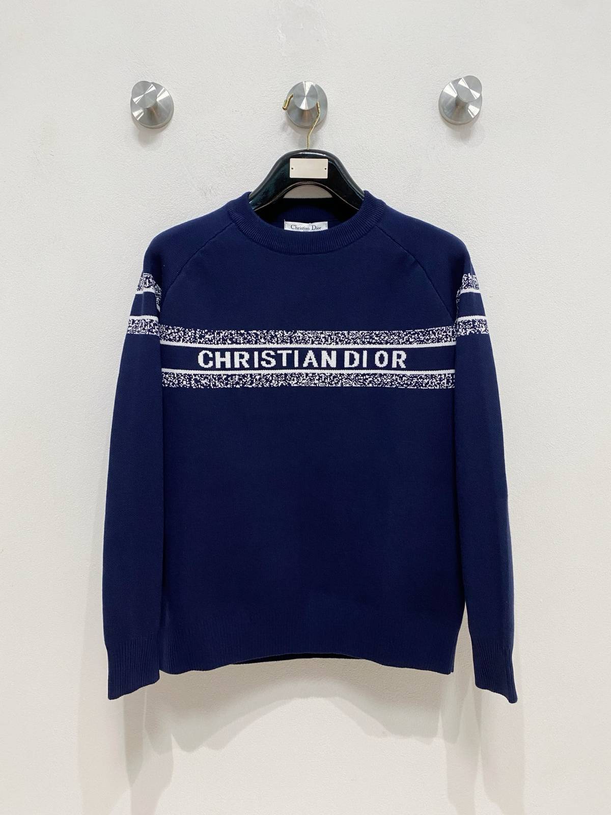 ディオール メンズ ニット クルーネック ロゴ刺繍 ニットプルオーバー 上品 秋冬 ブラック - 画像 11