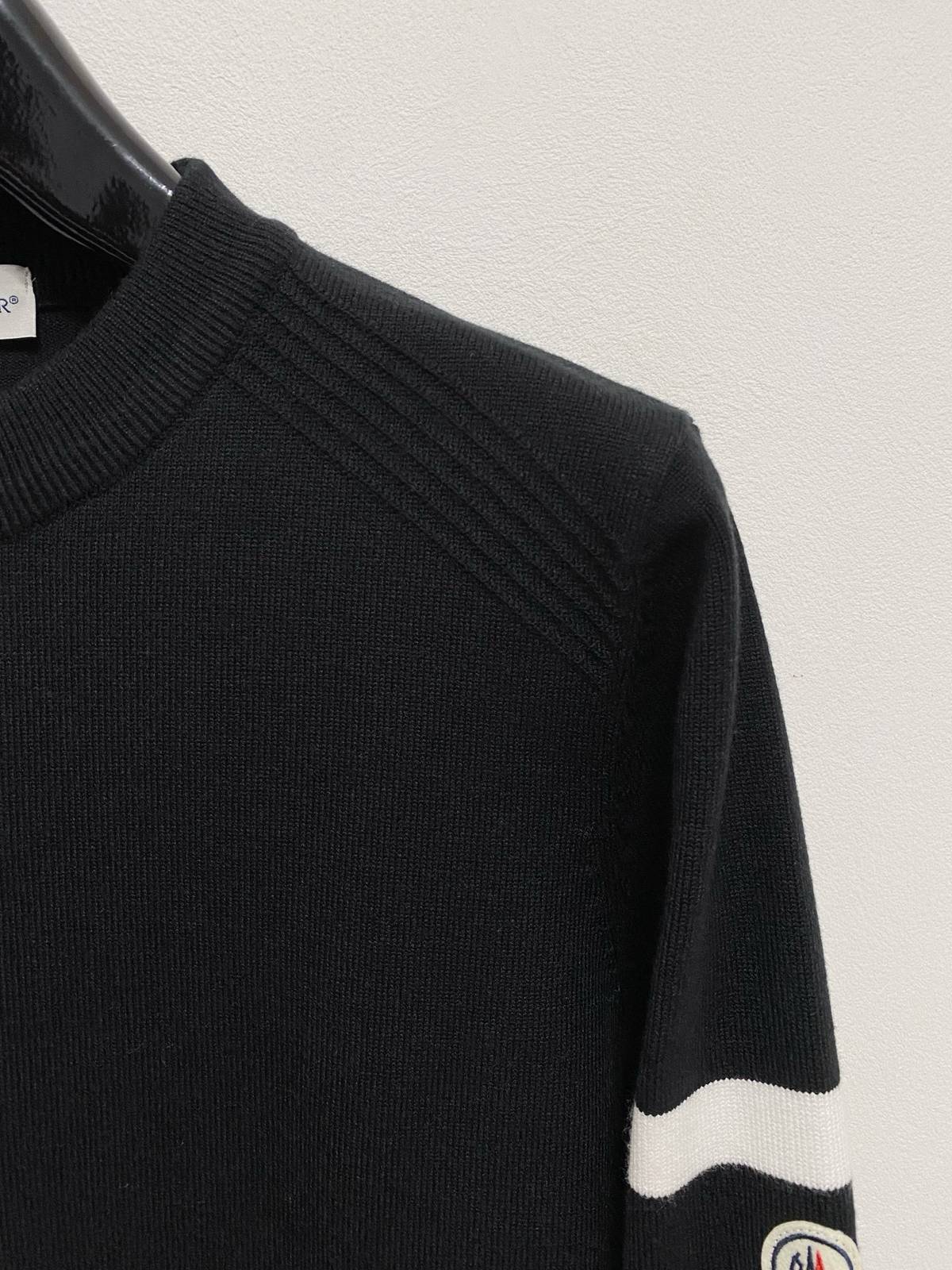MONCLER モンクレール メンズ ニット クルーネック ローゲージ リブニット ブラック ホワイト - 画像 8