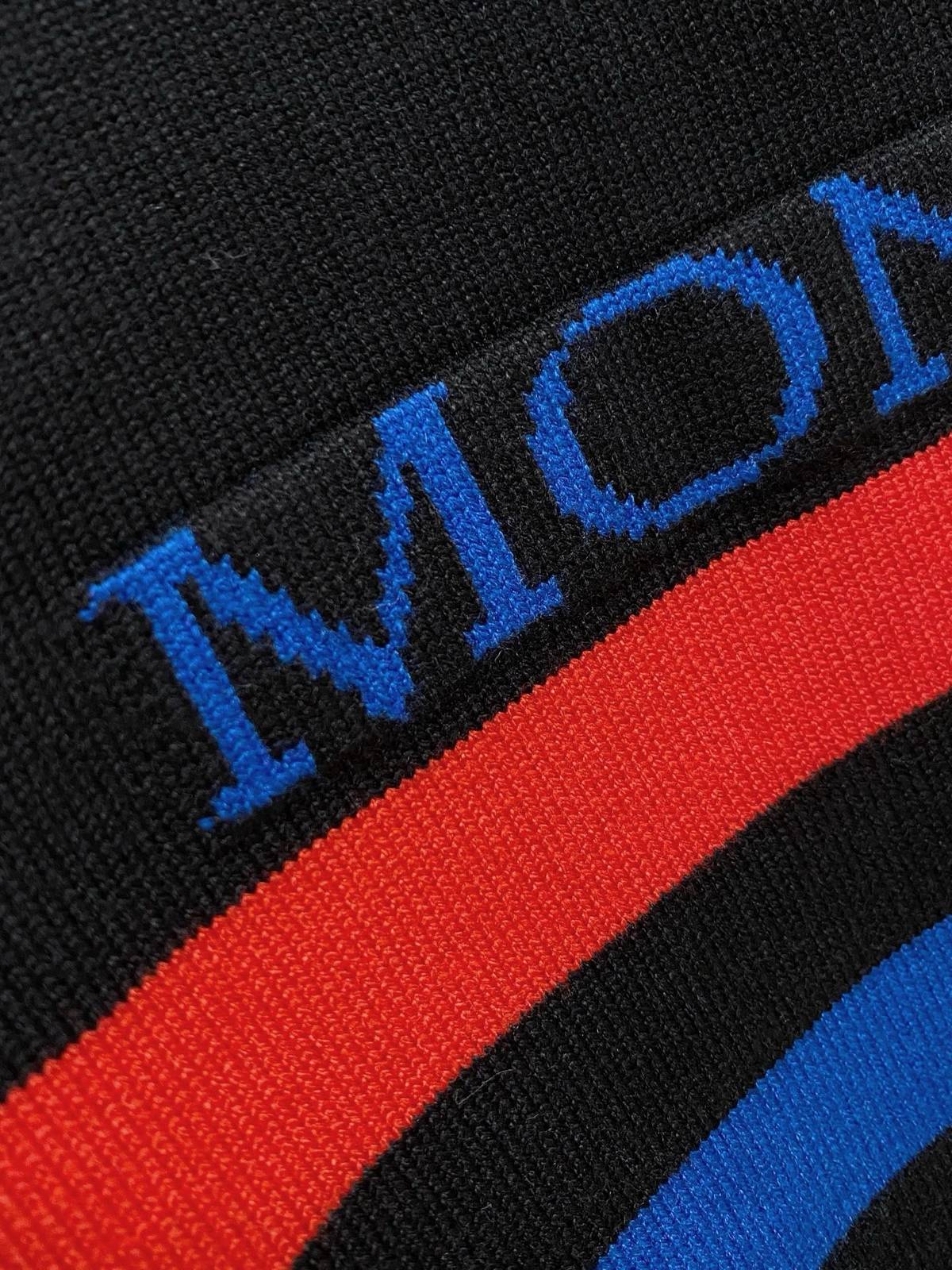 MONCLER モンクレール メンズ ニット クルーネック ロゴ刺繍 ワッフル編み リブニット 秋冬 オーバーサイズ ブラック - 画像 5
