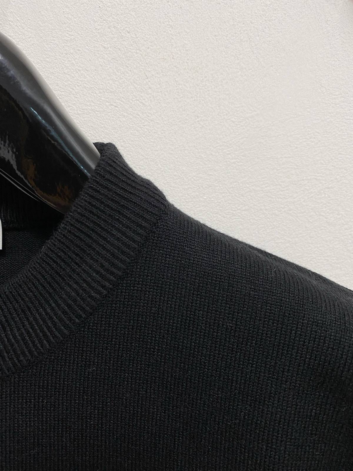 MONCLER モンクレール メンズ ニット クルーネック ロゴ刺繍 ワッフル編み リブニット 秋冬 オーバーサイズ ブラック - 画像 7