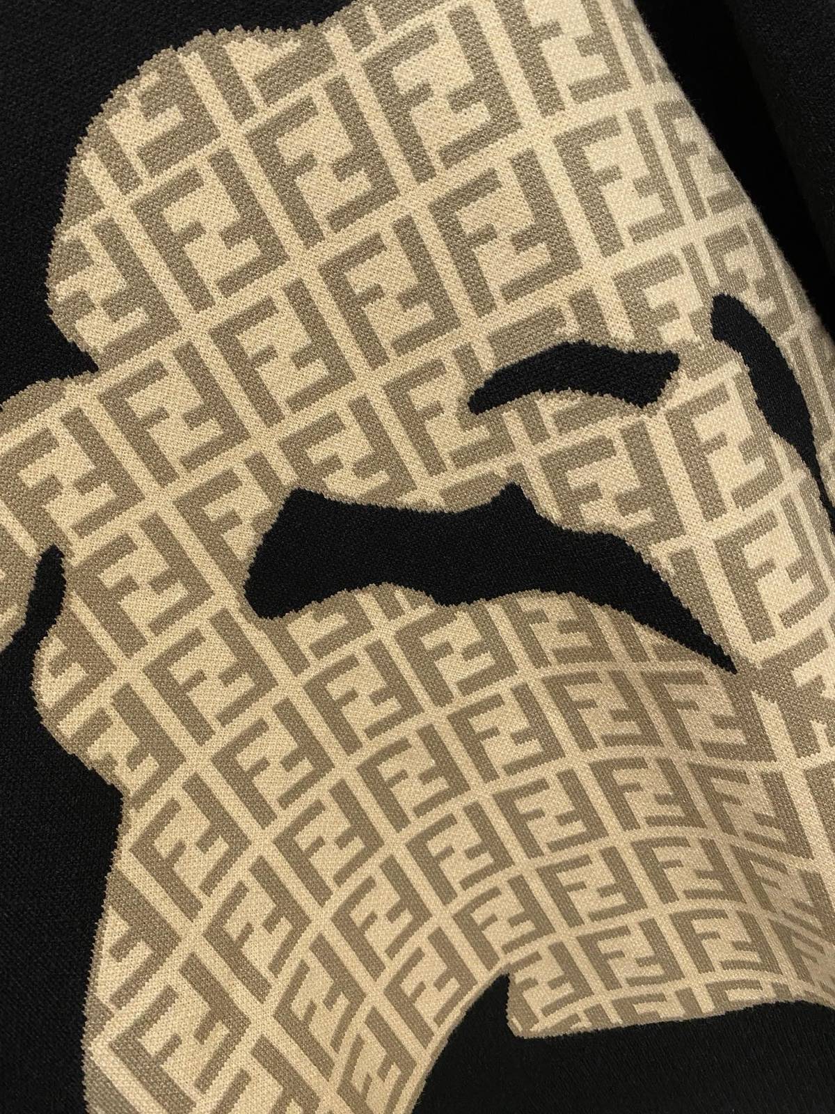 FENDI フェンディ レディース ニット クルーネック ケーブルニット ロゴ刺繍 ファッション ブラック - 画像 8