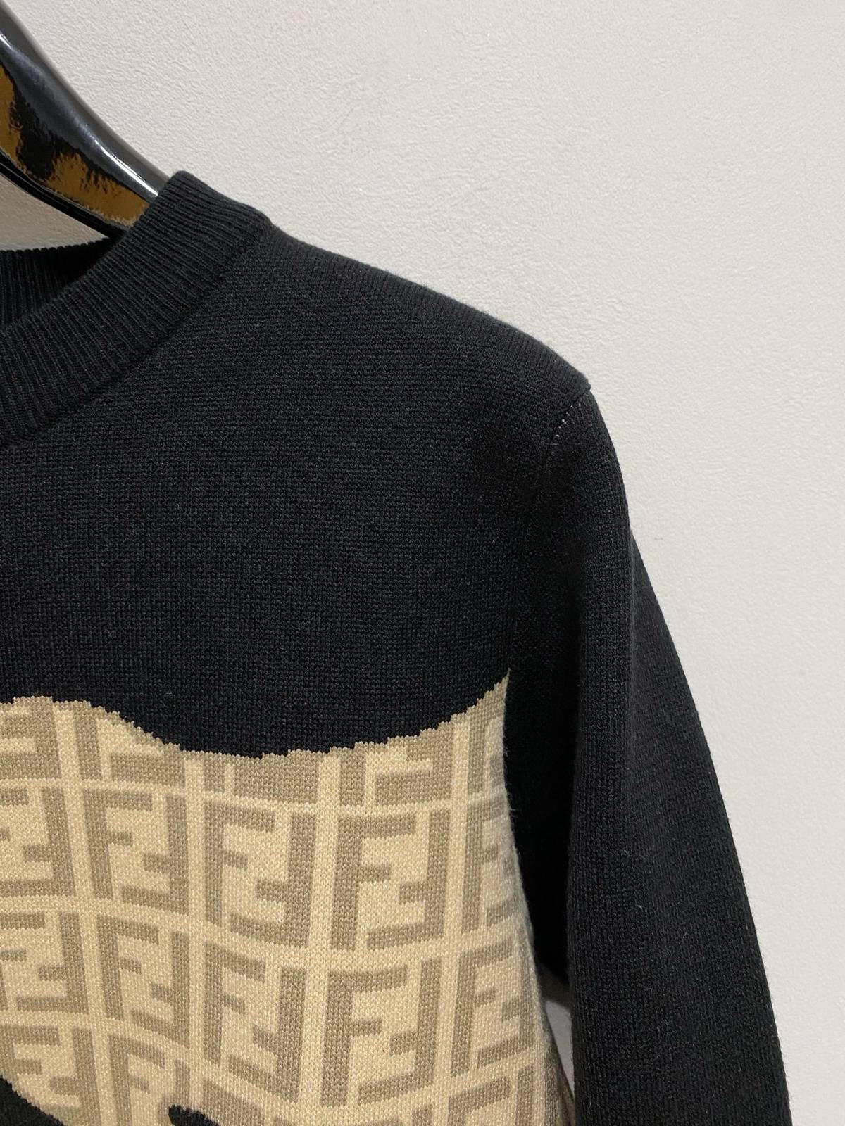 FENDI フェンディ レディース ニット クルーネック ケーブルニット ロゴ刺繍 ファッション ブラック - 画像 9