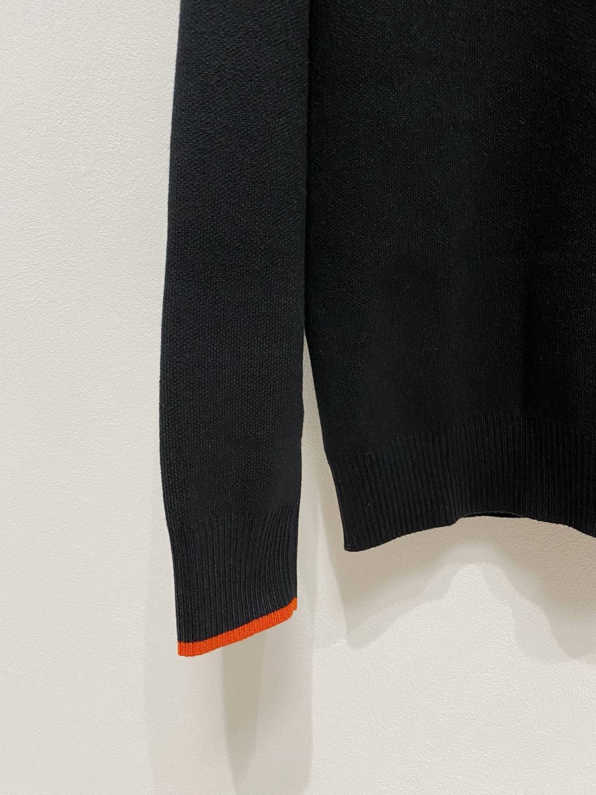 HERMES エルメス メンズ ニット クルーネック ローゲージ 総柄 ブラック M 3XLA178155 - 画像 4